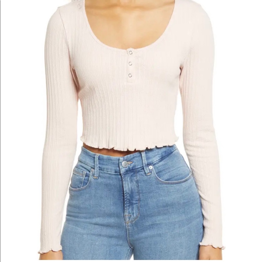 Pink BP crop Henley top size M